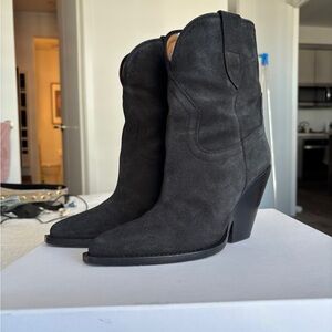 Isabel Marant Black Suede Women's Cowboy Boots